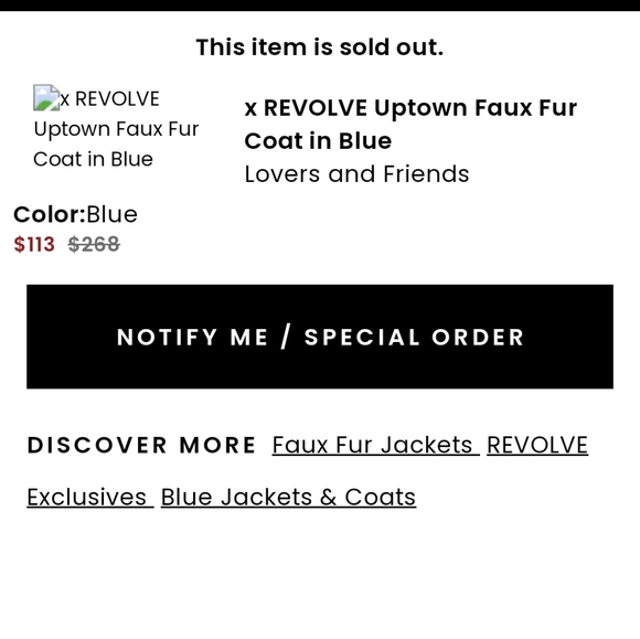 NEW Lovers + Friends Revolve Uptown Faux Fur Coat in Blue size small - Picture 2 of 10